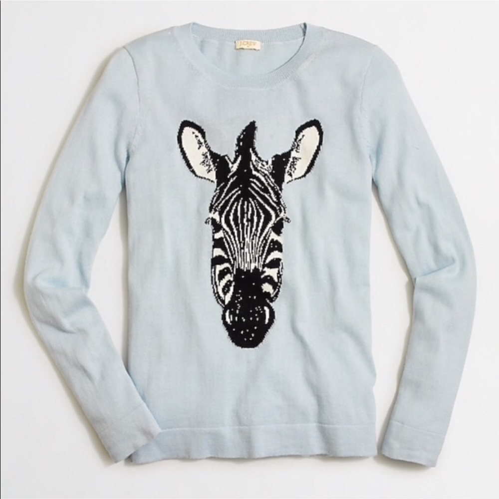 J. Crew zebra crew neck Tippi sweater